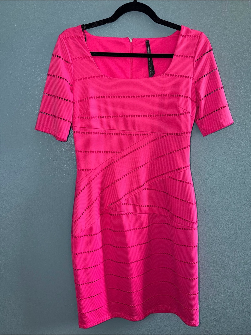 Hot Pink Short Sleeve Sheath Dress